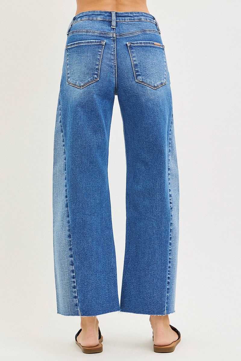 Risen Mary-Kate Two-Tone Slouchy Barrel Jeans