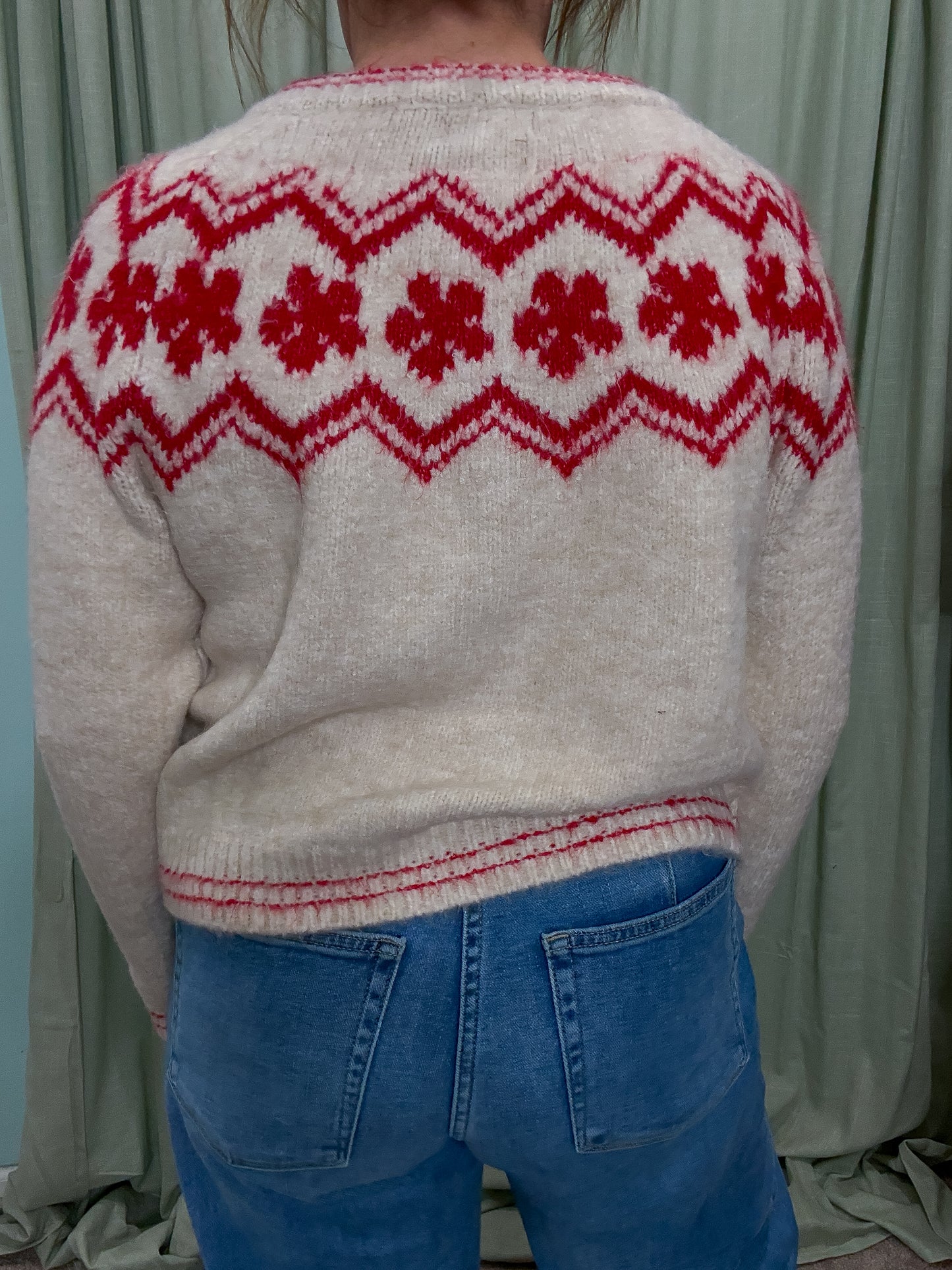 Copenhagen Floral Intarsia Button Up Cardigan Sweater