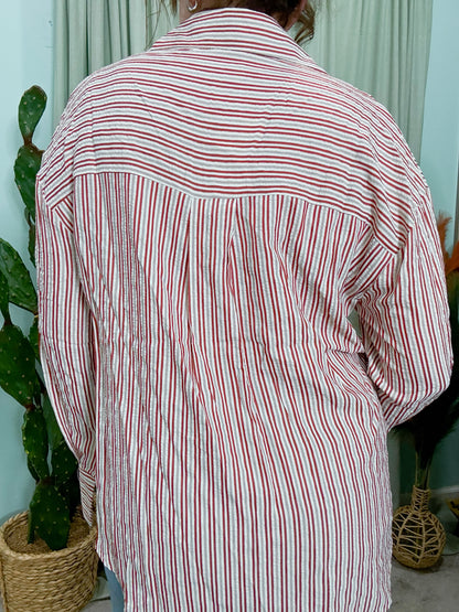 Kathryn Classic Button up in Red Stripe