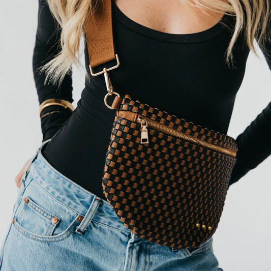 Westlyn Woven Bum Bag-Checkered Coffee
