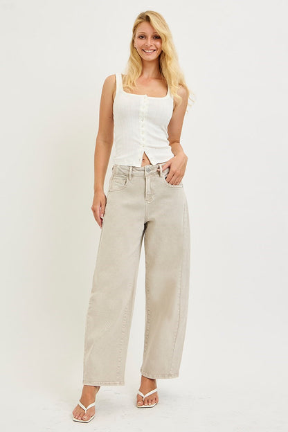Risen Jeans Bobbi Slouchy Crop Barrel with Adjustable Waist