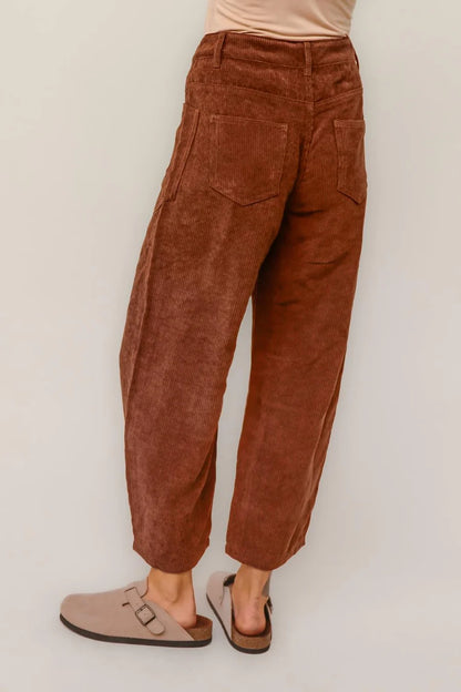 Moab Mid Rise Cotton Barrel Fit Corduroy Pants