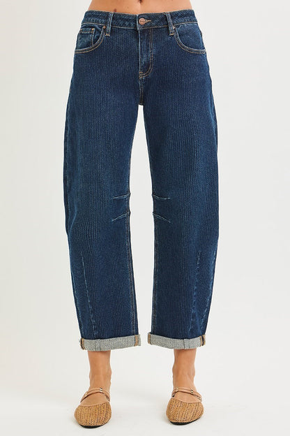 Risen Jeans Marley Corded Rolled Barrel Jeans