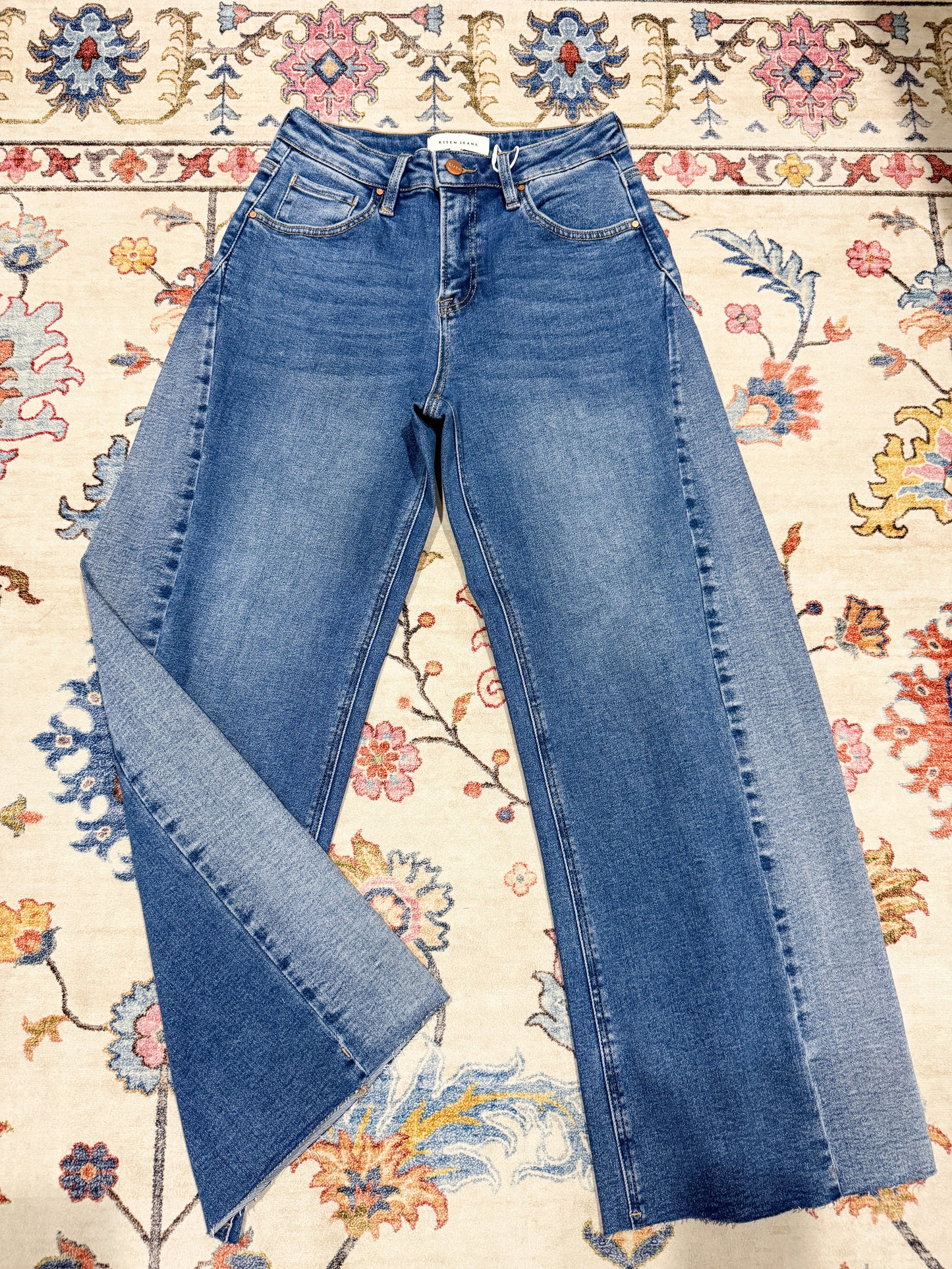 Risen Mary-Kate Two-Tone Slouchy Barrel Jeans