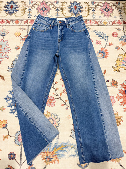 Risen Mary-Kate Two-Tone Slouchy Barrel Jeans