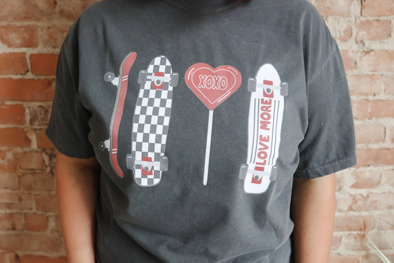 Checkered Skater Valentine's Comfort Colors Graphic Tee  Custom Order- Est. Arrival 10-14 Business Days after close