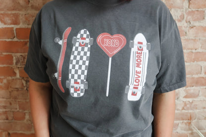 Checkered Skater Valentine's Comfort Colors Graphic Tee  Custom Order- Est. Arrival 10-14 Business Days after close