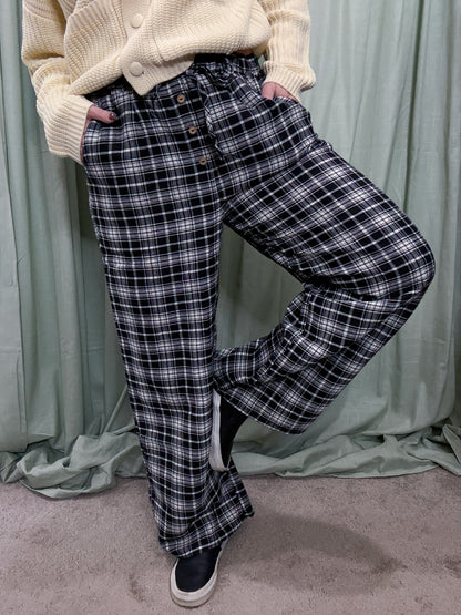 Park City Plaid Cotton Blend Wide Leg Drawstring Pants