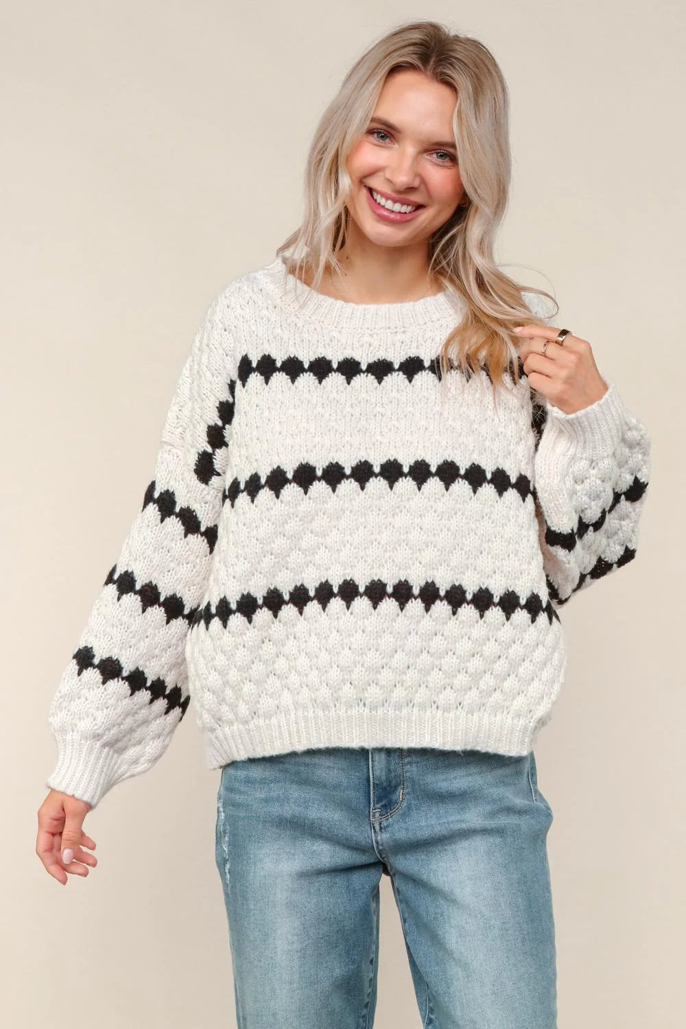 Ivory & Black Denver Stripe Sweater