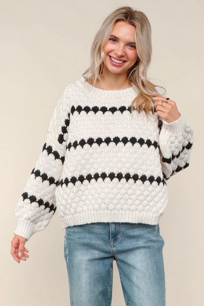 Ivory & Black Denver Stripe Sweater