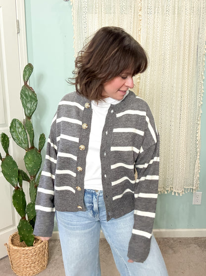 Johni Striped Soft Stretch Relaxed Cardigan