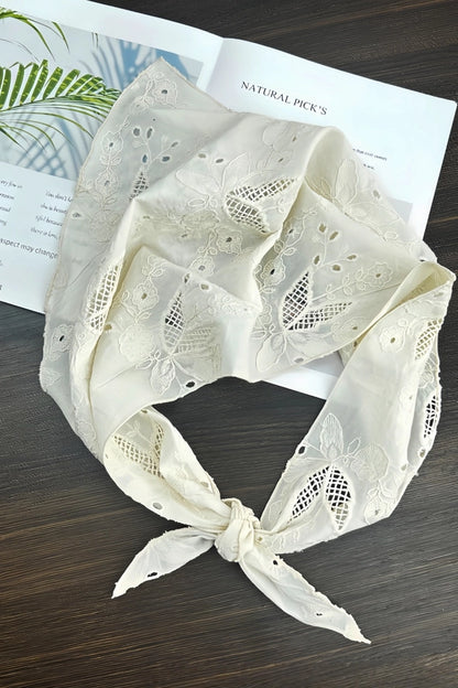 100% Cotton Floral Embroidered Scarf