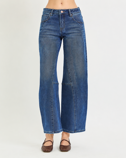 Risen Denim Dean High Rise Slouchy Barrel Jeans with Seam Details