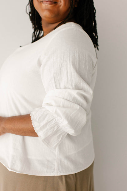 Belle 100% Cotton Lace Trim Square Neck Top