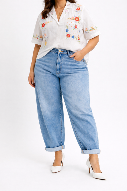 Risen Jeans Brooklyn High Rise Crop Mild Barrel Jean