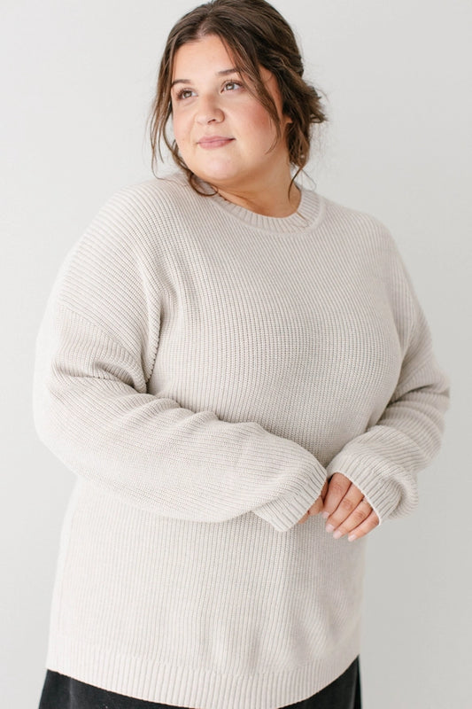 Cloud Dancer 100% Cotton Drop Sleeve Sweater