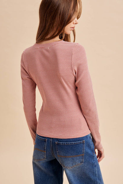 Between the Lines Striped Cotton Blend Cardigan Top