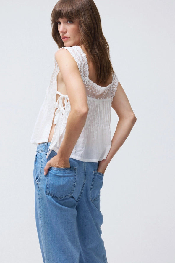 Solstice 100% Cotton Side-Tie Lace Top