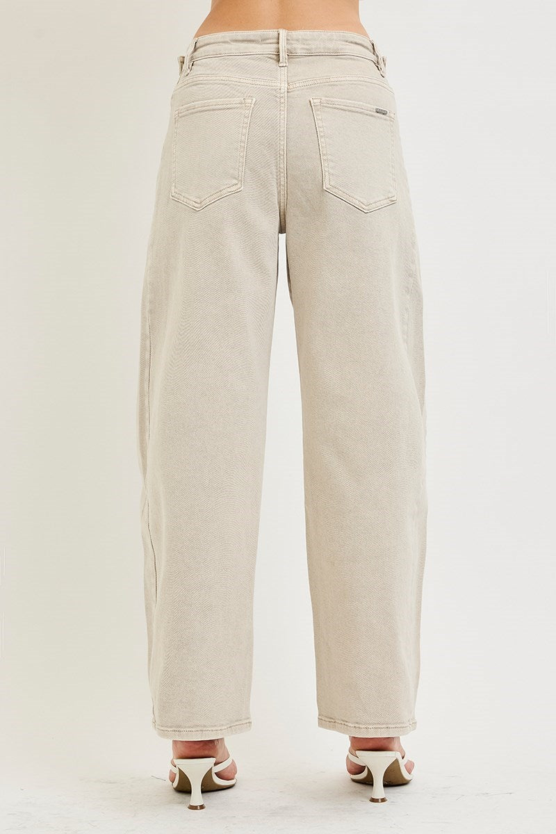 Risen Jeans Bobbi Slouchy Crop Barrel with Adjustable Waist