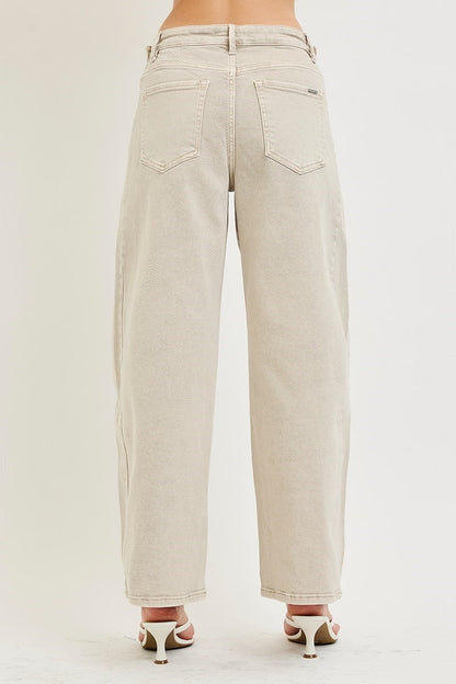 Risen Jeans Bobbi Slouchy Crop Barrel with Adjustable Waist