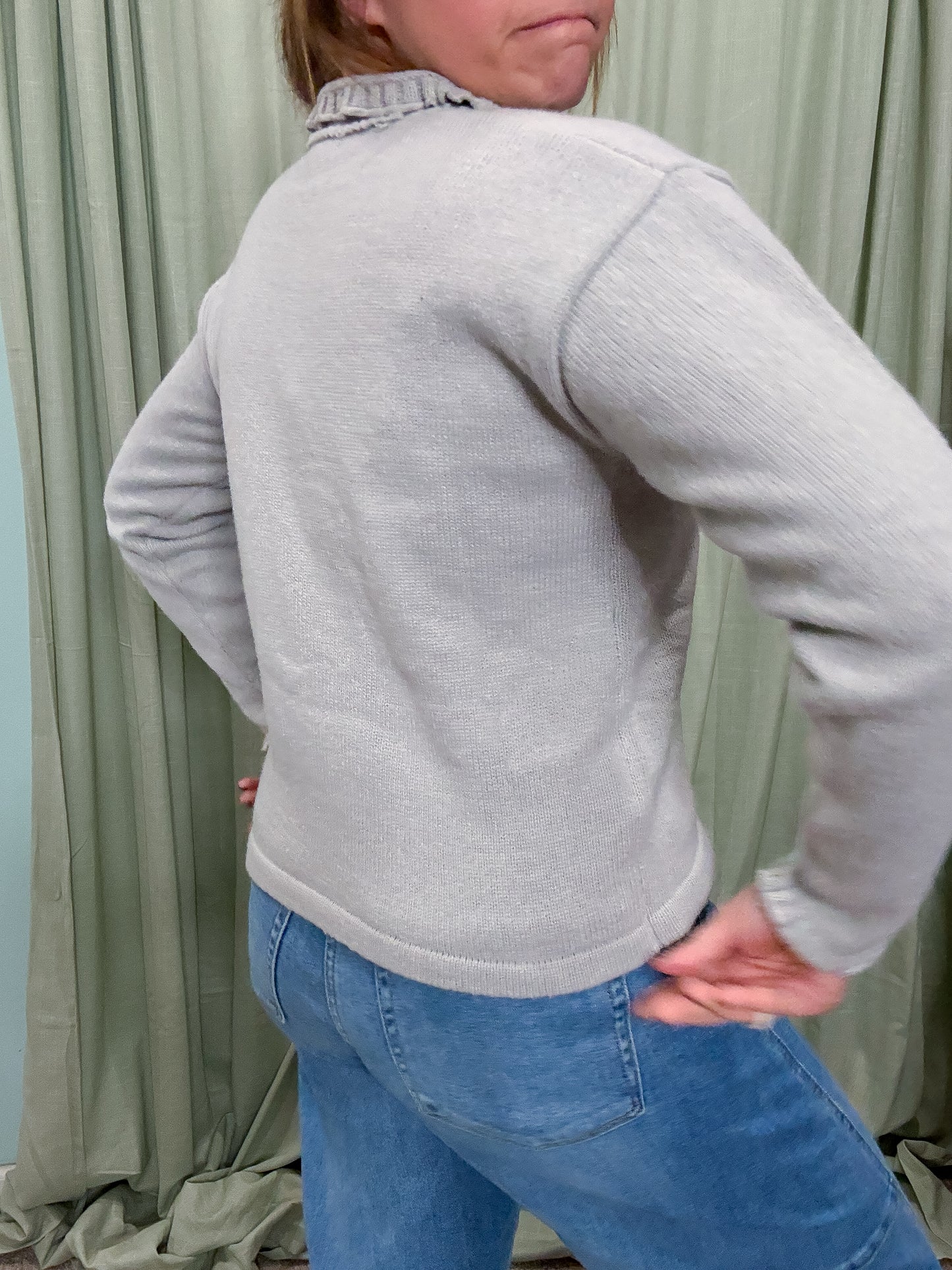 Morning Frost Roll Collar Cardigan Sweater