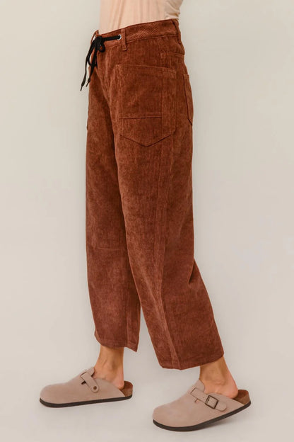 Moab Mid Rise Cotton Barrel Fit Corduroy Pants
