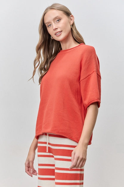 New Day Cotton Blend Short Sleeve Sweater