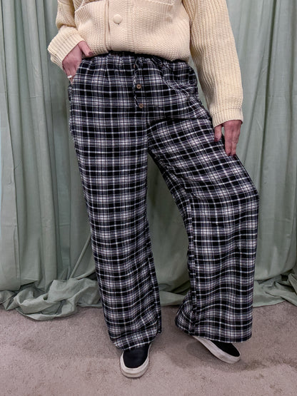Park City Plaid Cotton Blend Wide Leg Drawstring Pants