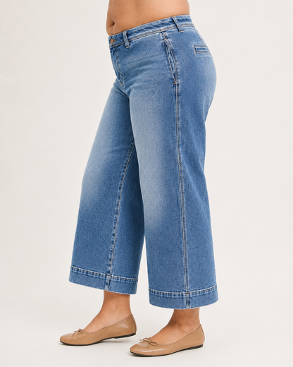 RISEN Denim Wade High Rise Slouchy Wide Leg Ankle Jeans
