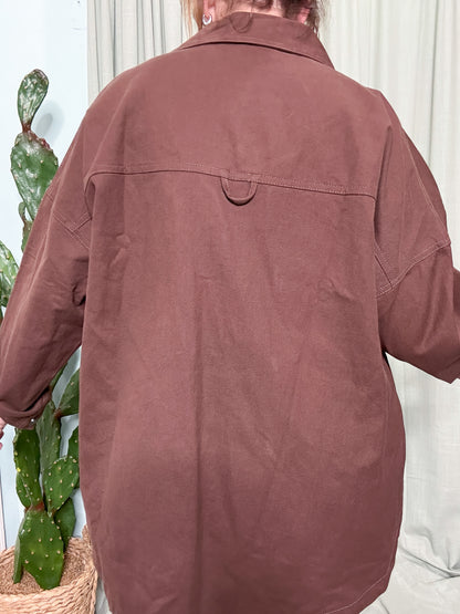 Chocolate Oversized Denim Twill Shirt Jacket