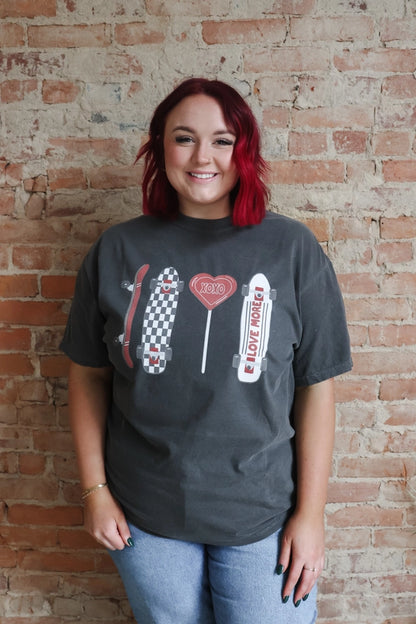 Checkered Skater Valentine's Comfort Colors Graphic Tee  Custom Order- Est. Arrival 10-14 Business Days after close