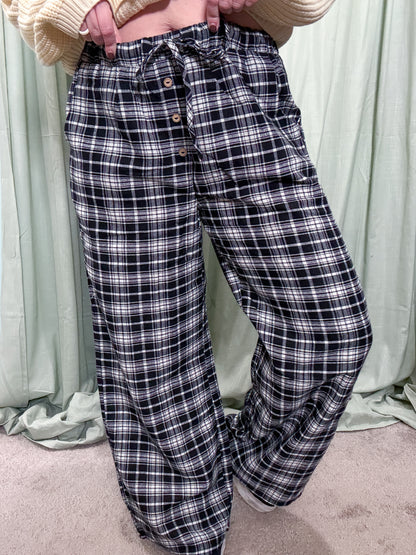 Park City Plaid Cotton Blend Wide Leg Drawstring Pants