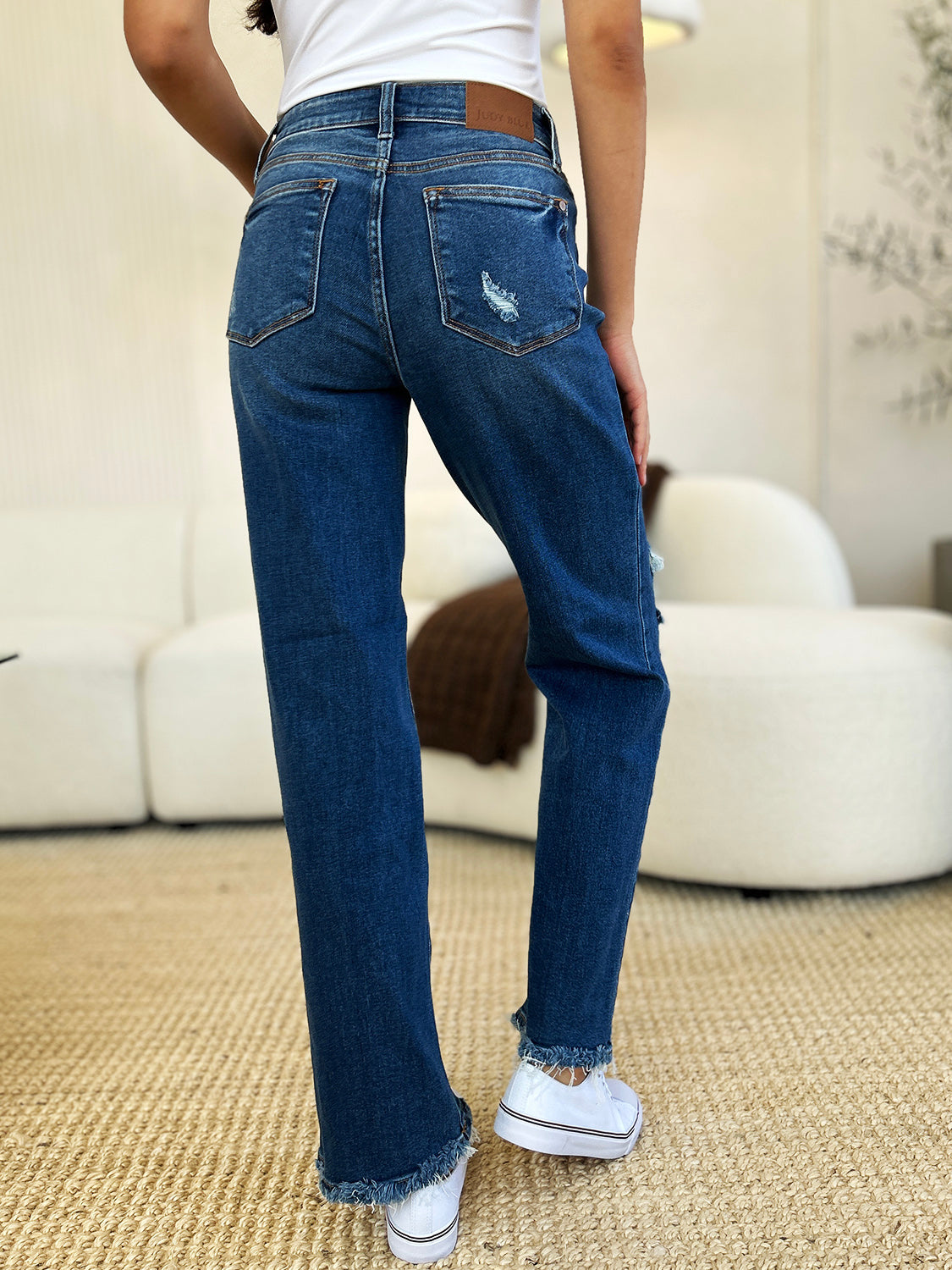 Judy Blue Minnesota Mid Rise Distressed Raw Hem Jeans