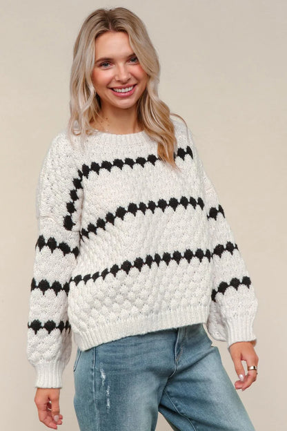 Ivory & Black Denver Stripe Sweater