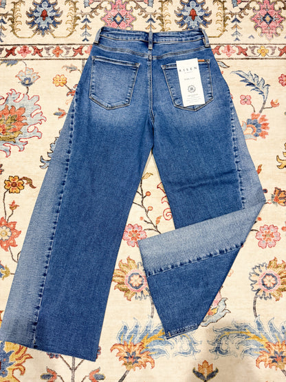 Risen Mary-Kate Two-Tone Slouchy Barrel Jeans