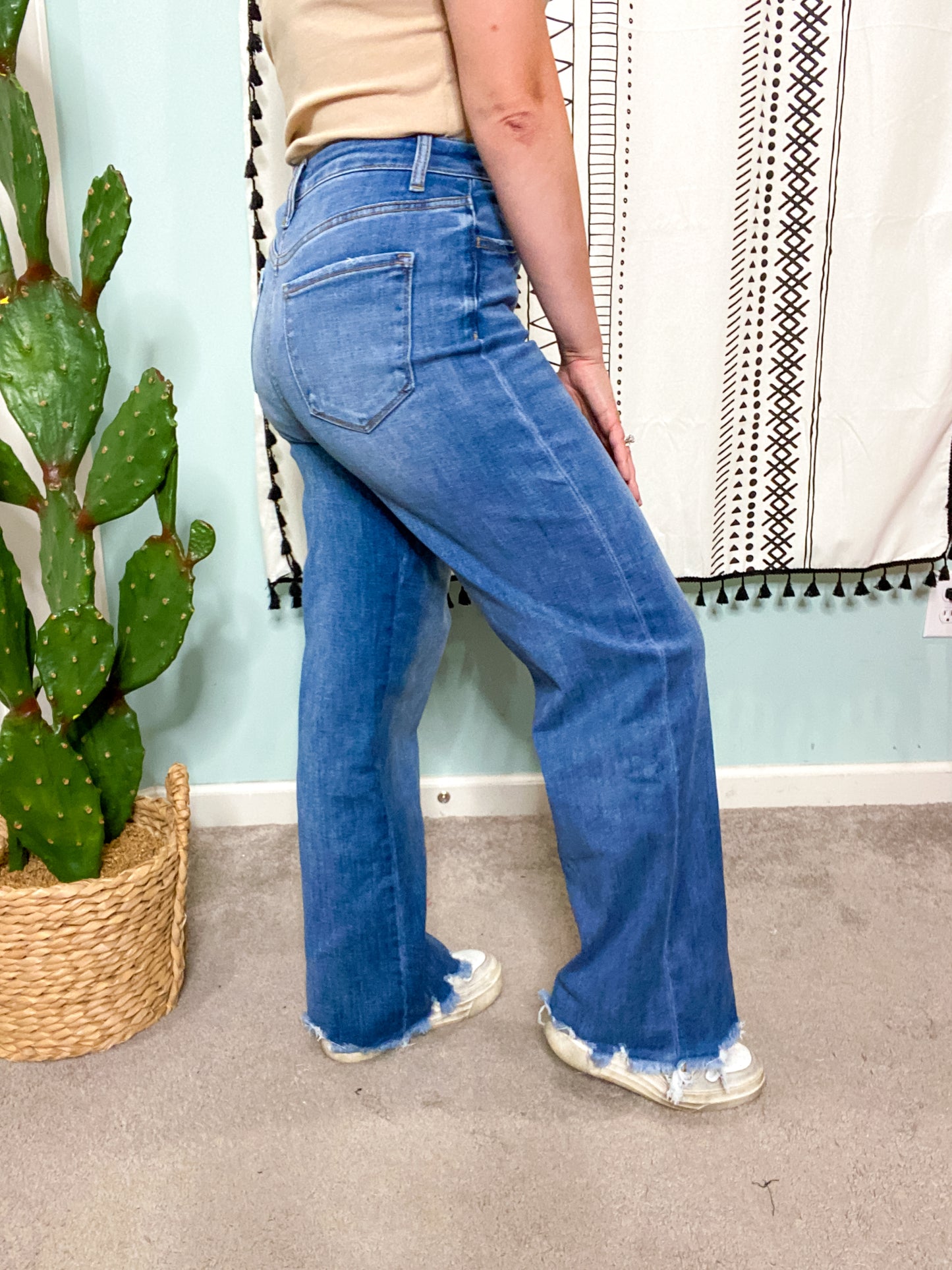 Lovervet Denim Rachel Tummy Control 90s Vintage Style Wide Leg Jeans