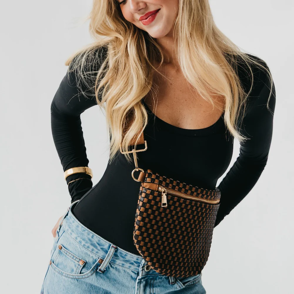 Westlyn Woven Bum Bag-Checkered Coffee