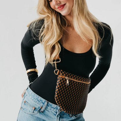 Westlyn Woven Bum Bag-Checkered Coffee
