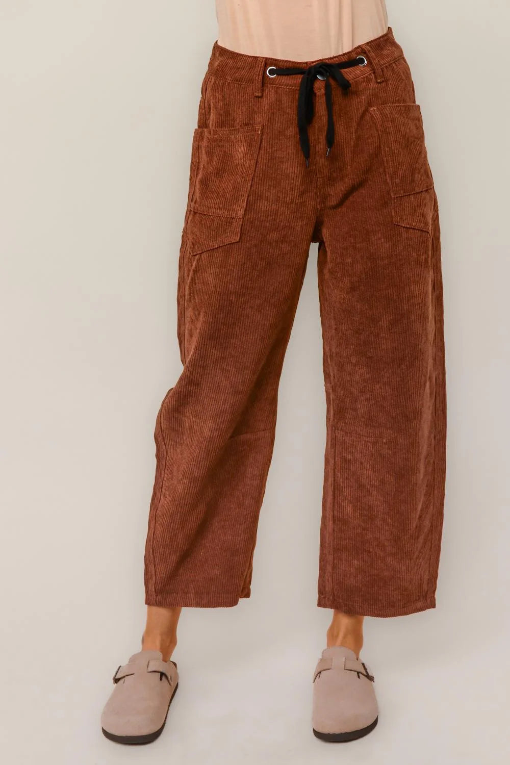 Moab Mid Rise Cotton Barrel Fit Corduroy Pants