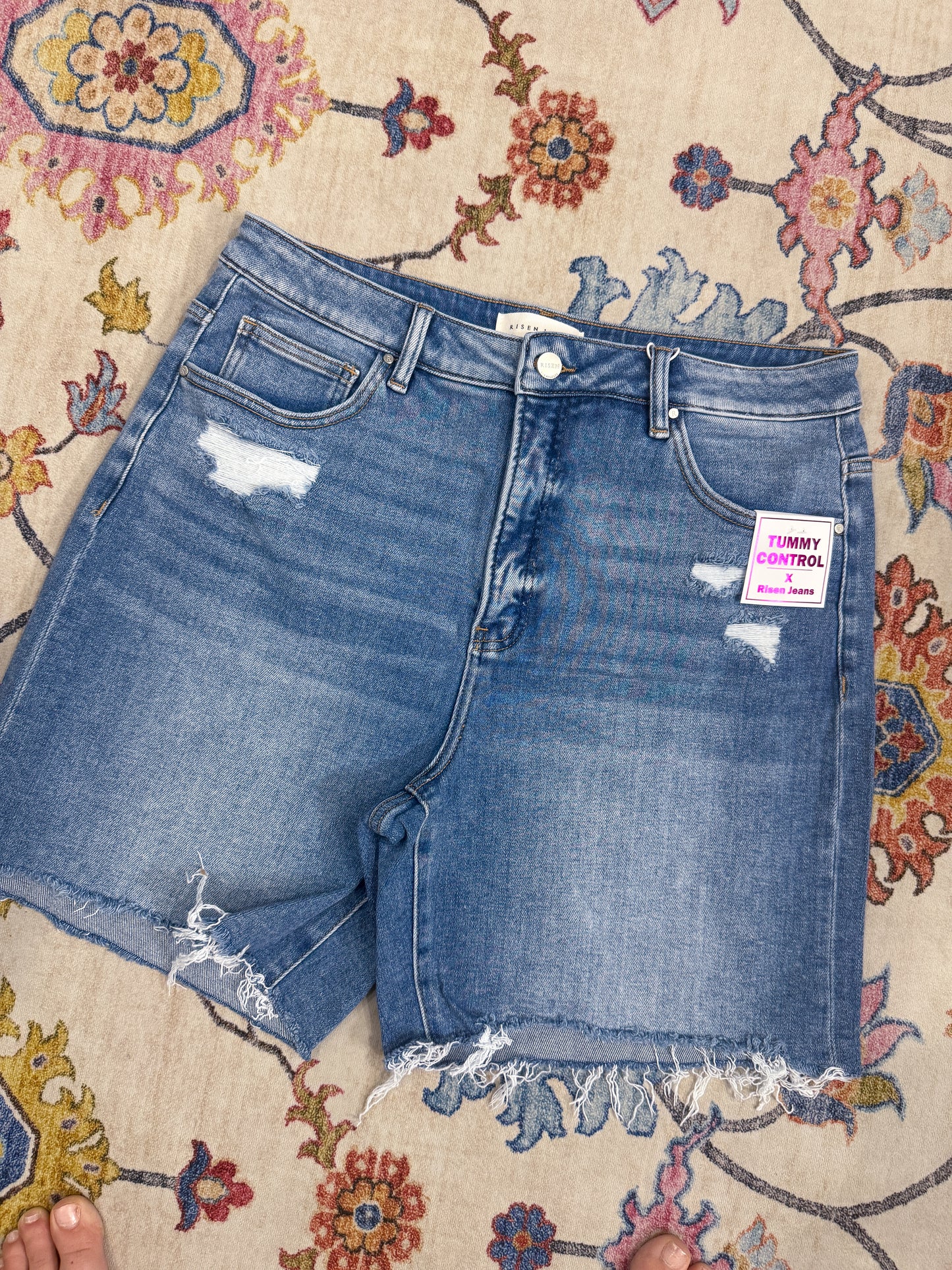 Risen Jeans Morgan  Tummy Control Relaxed Fit Distressed Shorts