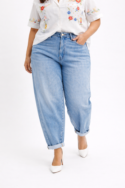 Risen Jeans Brooklyn High Rise Crop Mild Barrel Jean