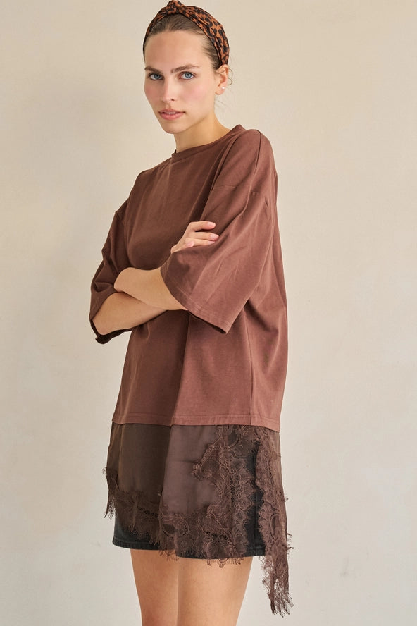 Ariana 100% Cotton Asymmetrical Lace Tunic Top