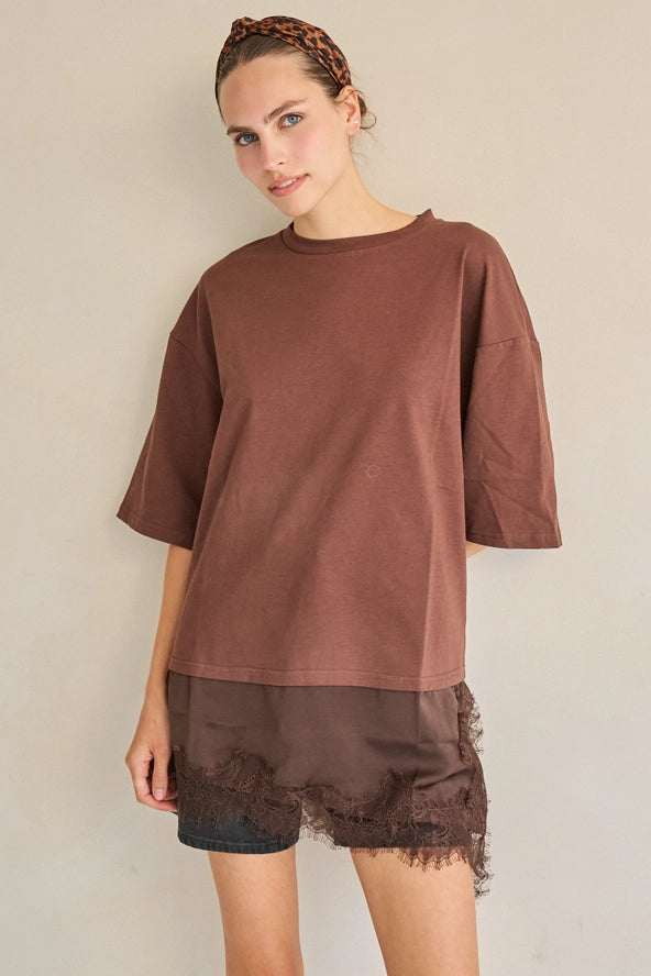 Ariana 100% Cotton Asymmetrical Lace Tunic Top