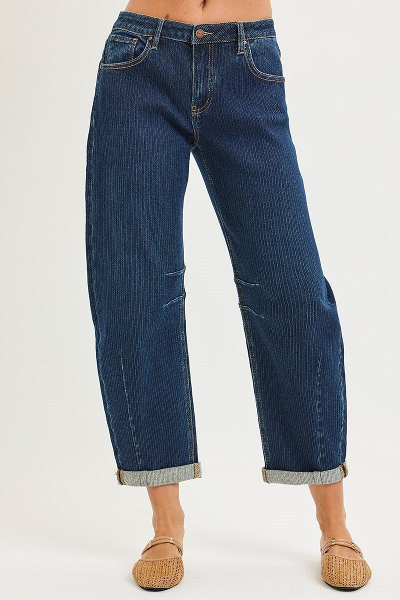 Risen Jeans Marley Corded Rolled Barrel Jeans