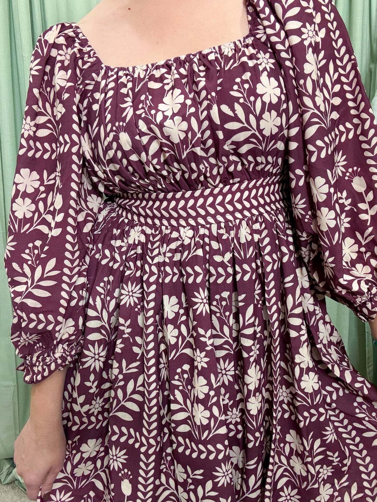 Sugar Plum Floral Print Dress with Tie Back