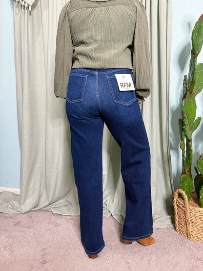 RFM DENIM Hailey High Rise Slim Wide Leg Jeans
