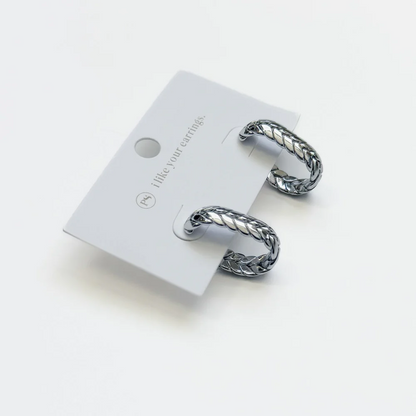BRAIDED OVAL HOOP EARRINGS - WATERPROOF