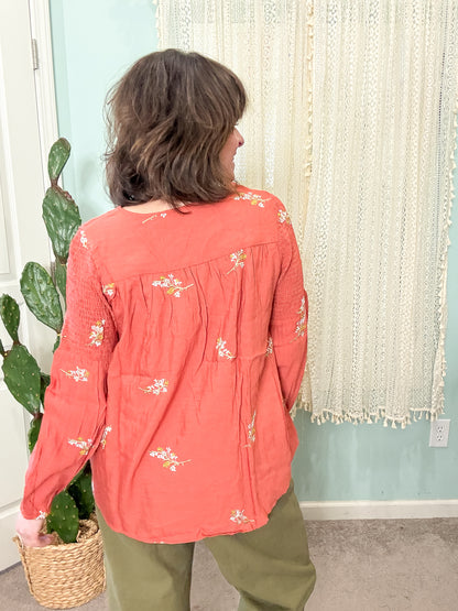 Buy Myself Flowers Embroidered Tassel Boho Blouse