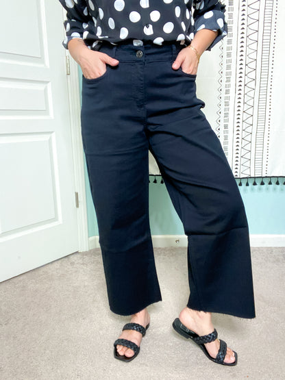 Reputation Black High Rise Cropped Wide Leg Trouser Pants