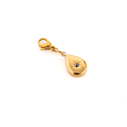 Crystal Mini Teardrop 18k Gold Charm- with Clasp